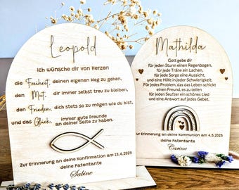 cadeau en bois personnalisé pour baptême, communion, confirmation, consécration des jeunes et confirmation, effet 3D, support de mémoire