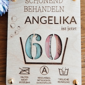 Carte cadeau en bois, anniversaire rond, carte en bois 60, carte d'anniversaire amusante, 30, 40, 50, 70, cadeau en argent personnalisé avec nom image 7
