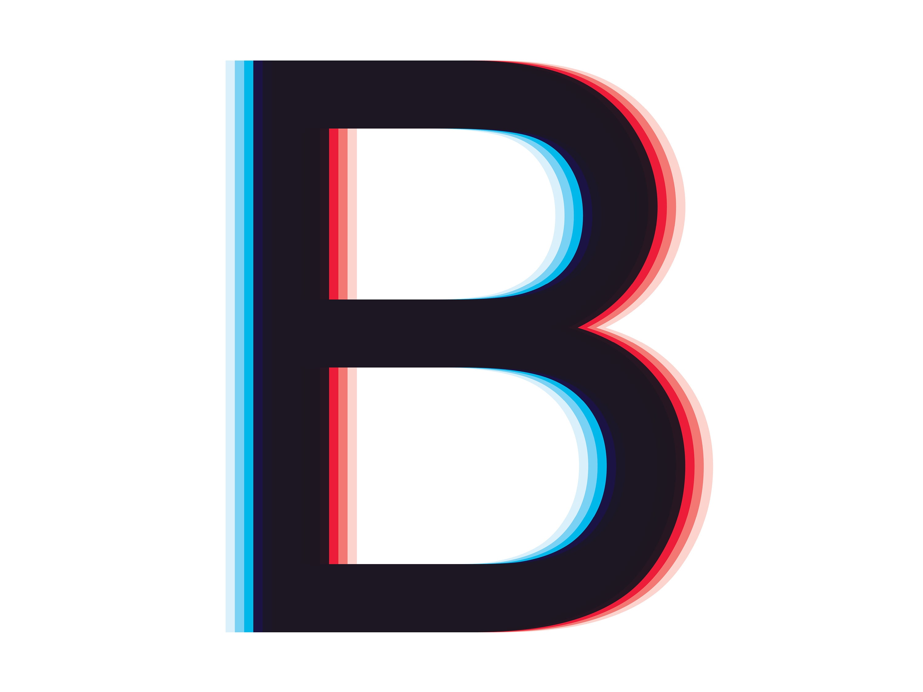 Großbuchstabe B druckbare Kunst Poster 3D Stereoskopie Serie Etsy.de