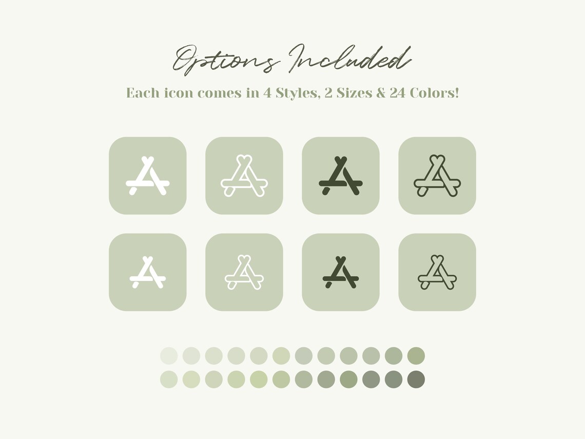 Ios 16 App Icon Pack Light Green App Icons Pale Green Iphone Etsy