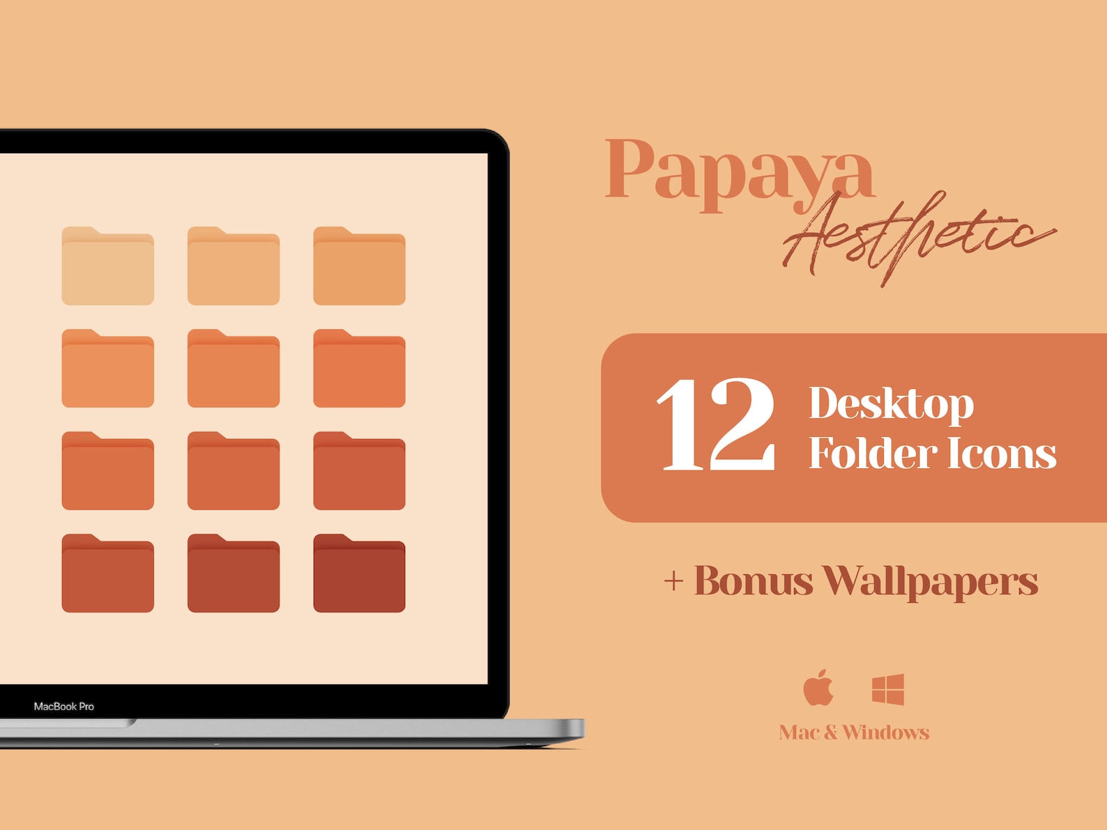 Desktop Icons Mac Folder Icons Orange Wallpaper Desktop - Etsy