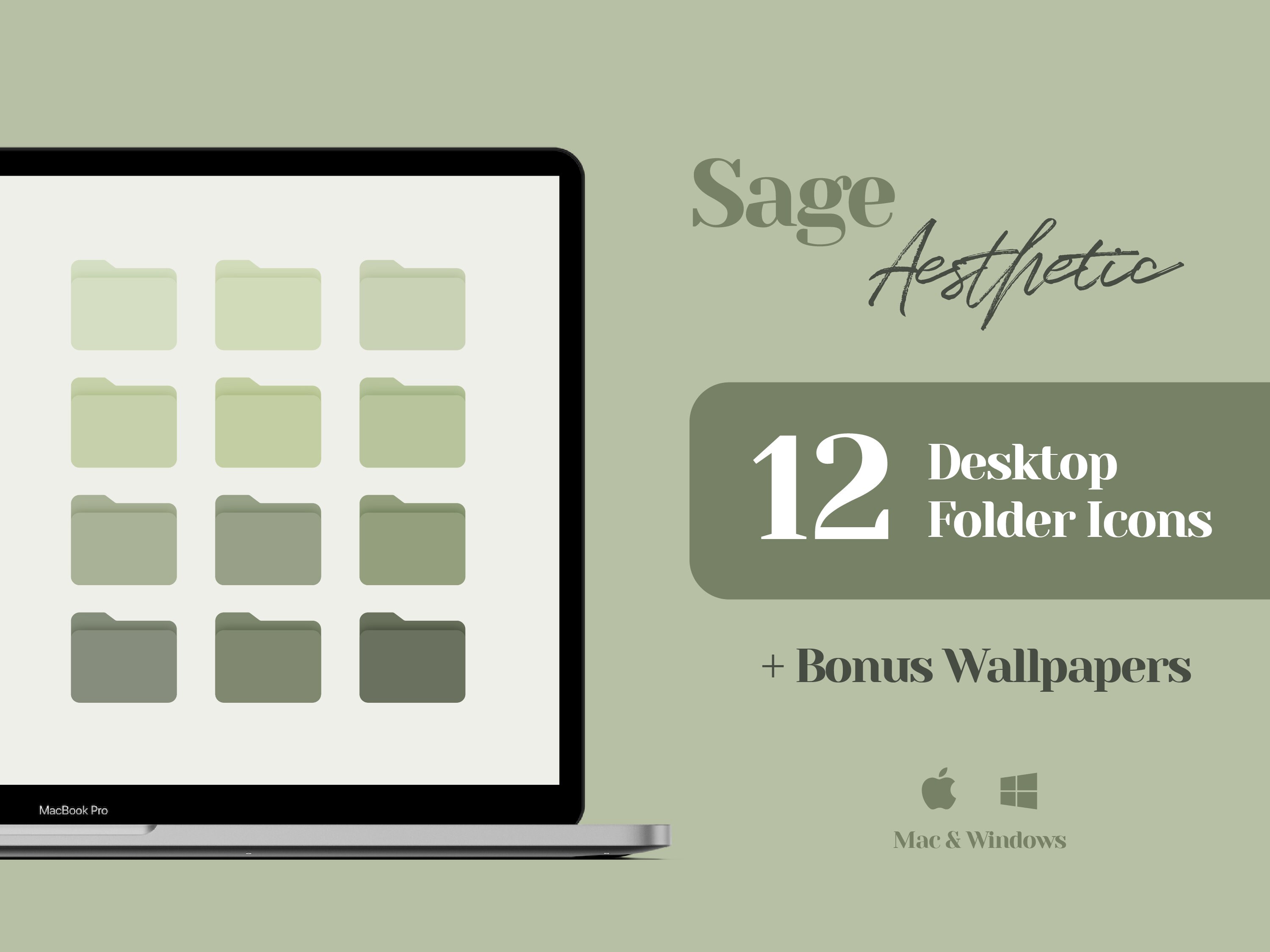 Desktop Icons, Mac Folder Icons, Light Green Wallpaper Desktop