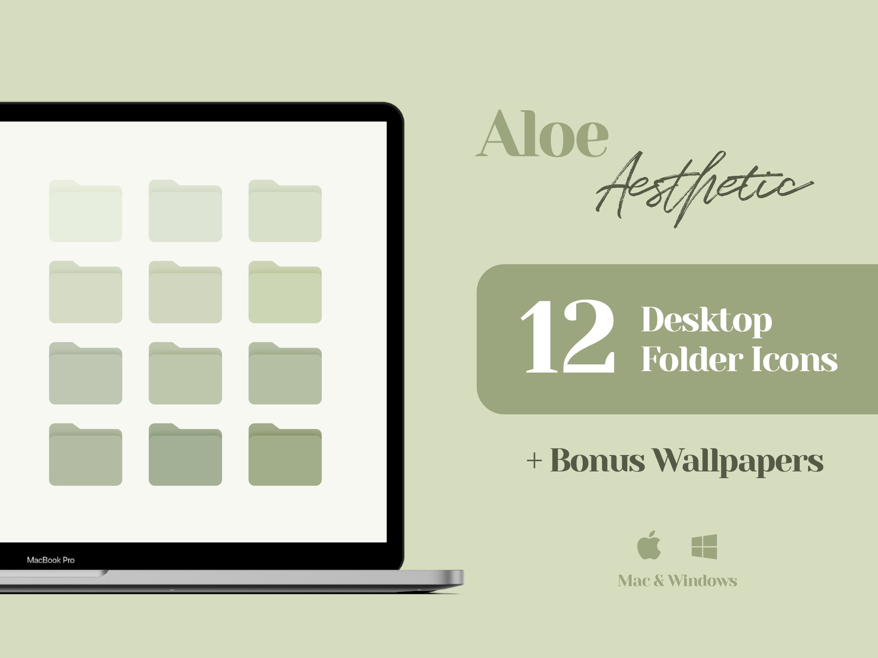 Desktop Icons Mac Folder Icons Light Green Wallpaper Desktop - Etsy