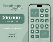 iOS 26 App Icon Pack, Cool Green App Icons, Forest Green iPhone Aesthetic, iPhone Widget Wallpaper, Dark Green Home Screen, Eucalyptus Theme