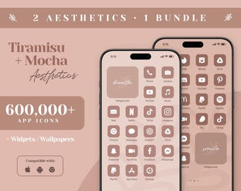 iOS 26 App Icon Pack, App Icons Brown iPhone Esthetic, iPhone Widgets, Wallpapers voor telefoon, Warm Neutraal Startscherm, Earth Tone App Theme