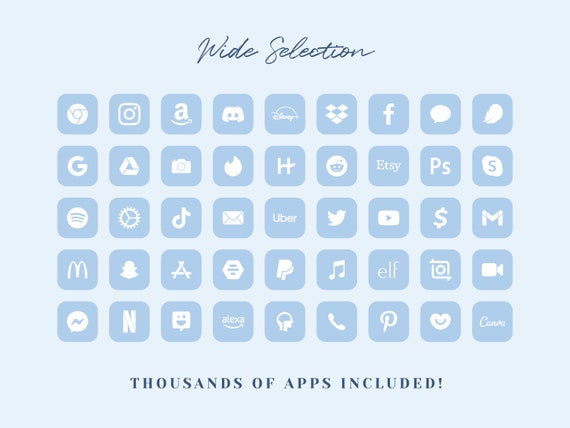 Ios 16 App Icon Pack Baby Blue App Icons Light Blue Iphone Etsy Uk