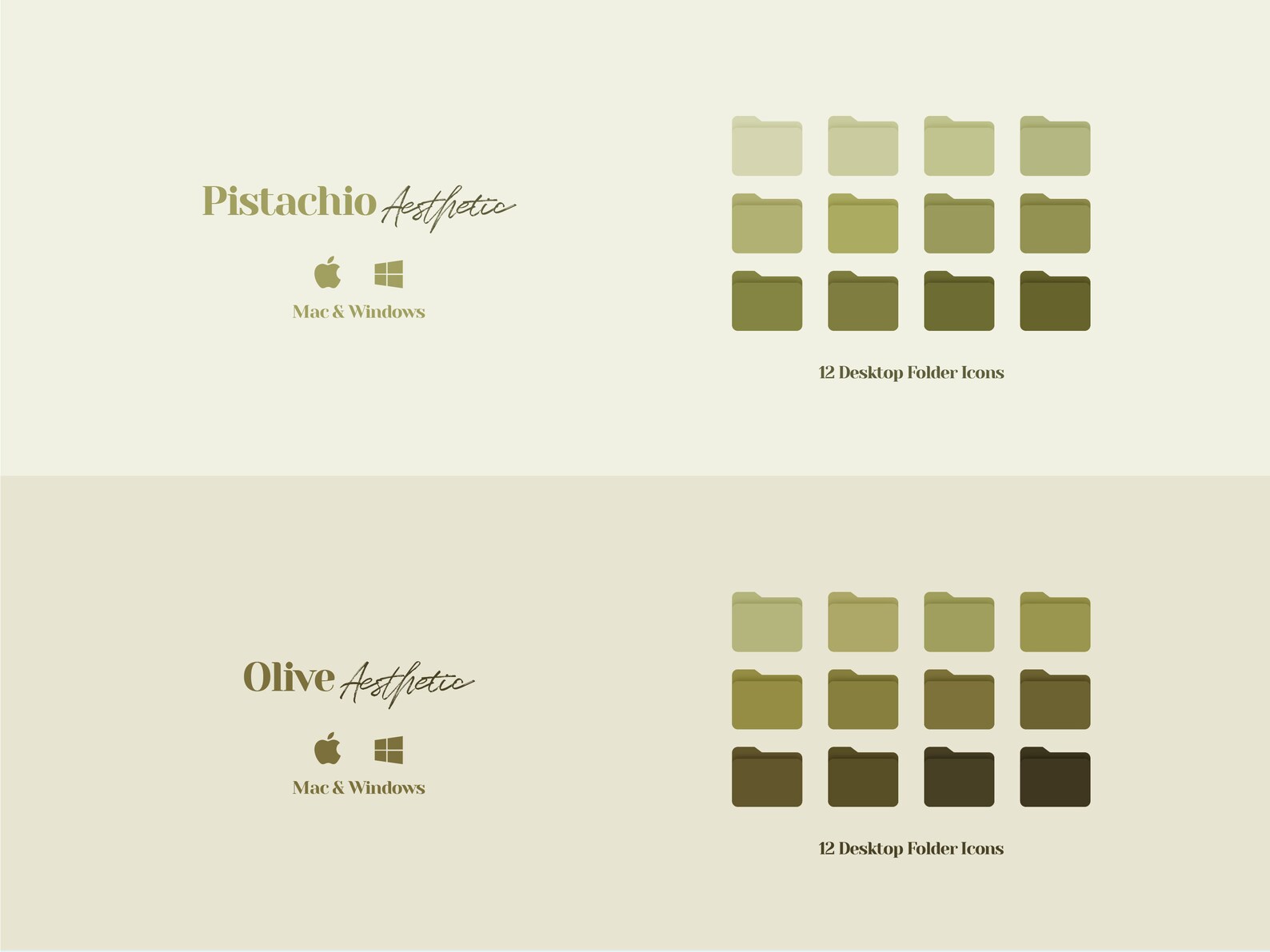 Desktop Icons Mac Folder Icons Dark Green Wallpaper Desktop - Etsy