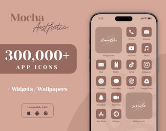 iOS 26 App Icon Pack, App Icons Brown iPhone Esthetic, iPhone Widgets, Wallpapers voor telefoon, Warm Neutraal Startscherm, Earth Tone App Theme