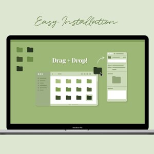 Desktop Icons, Mac Folder Icons, Dark Green Wallpaper Desktop Organizer