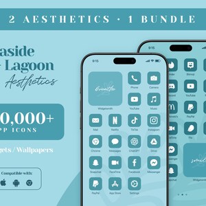 iOS 18 App Icon Pack, Teal Blue App Icons, Aquamarine iPhone Aesthetic, iPhone Widget Wallpaper, Aqua Green Home Screen, Ocean Blue Theme