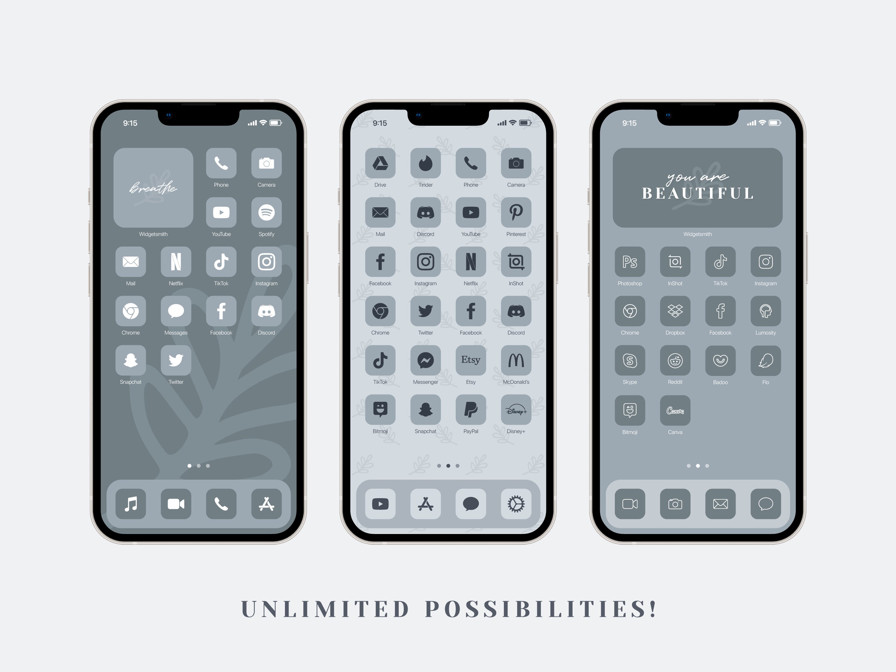 Ios 16 App Icon Pack Light Gray App Icons Pale Gray iPhone Etsy