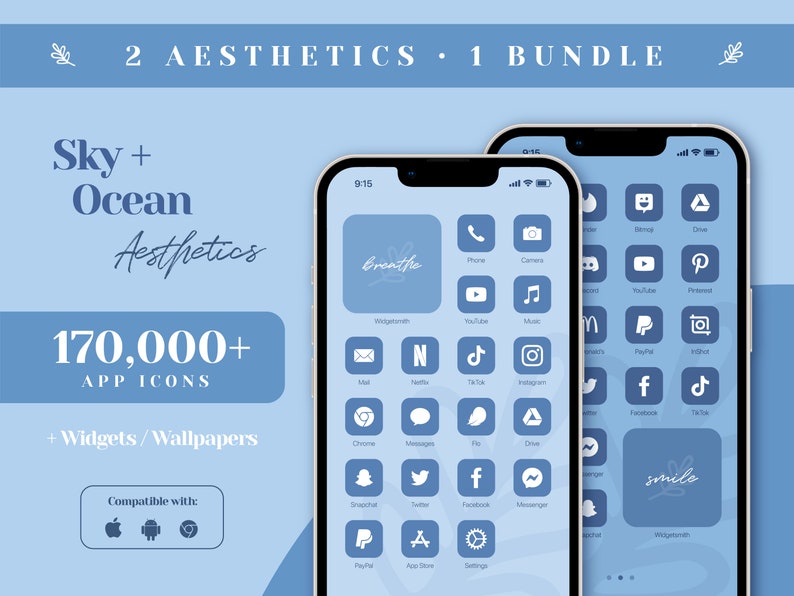 Ios 16 App Icon Pack Baby Blue App Icons Light Blue iPhone Etsy