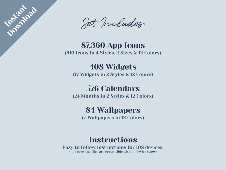 Ios 18 App Icon Pack, Navy Blue App Icons, Dark Blue iPhone Aesthetic