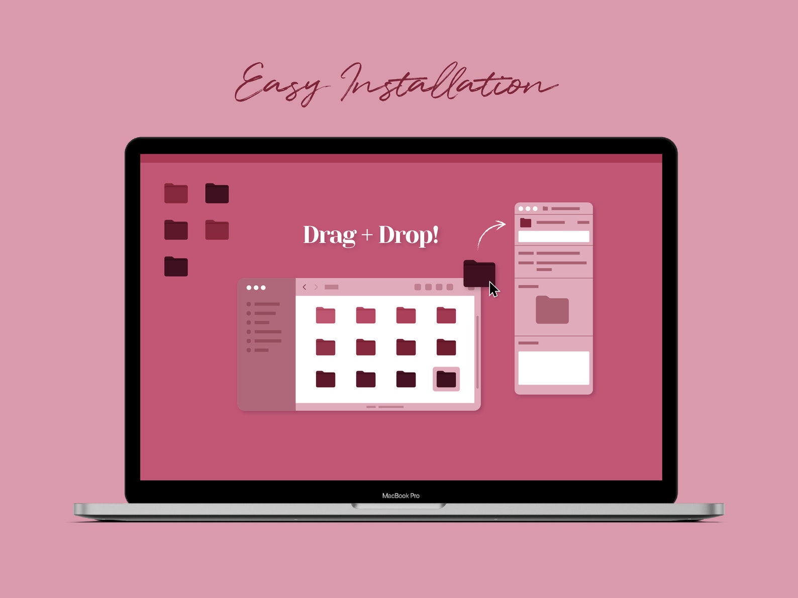 Desktop Icons, Mac Folder Icons, Burgundy Wallpaper Desktop Organizer