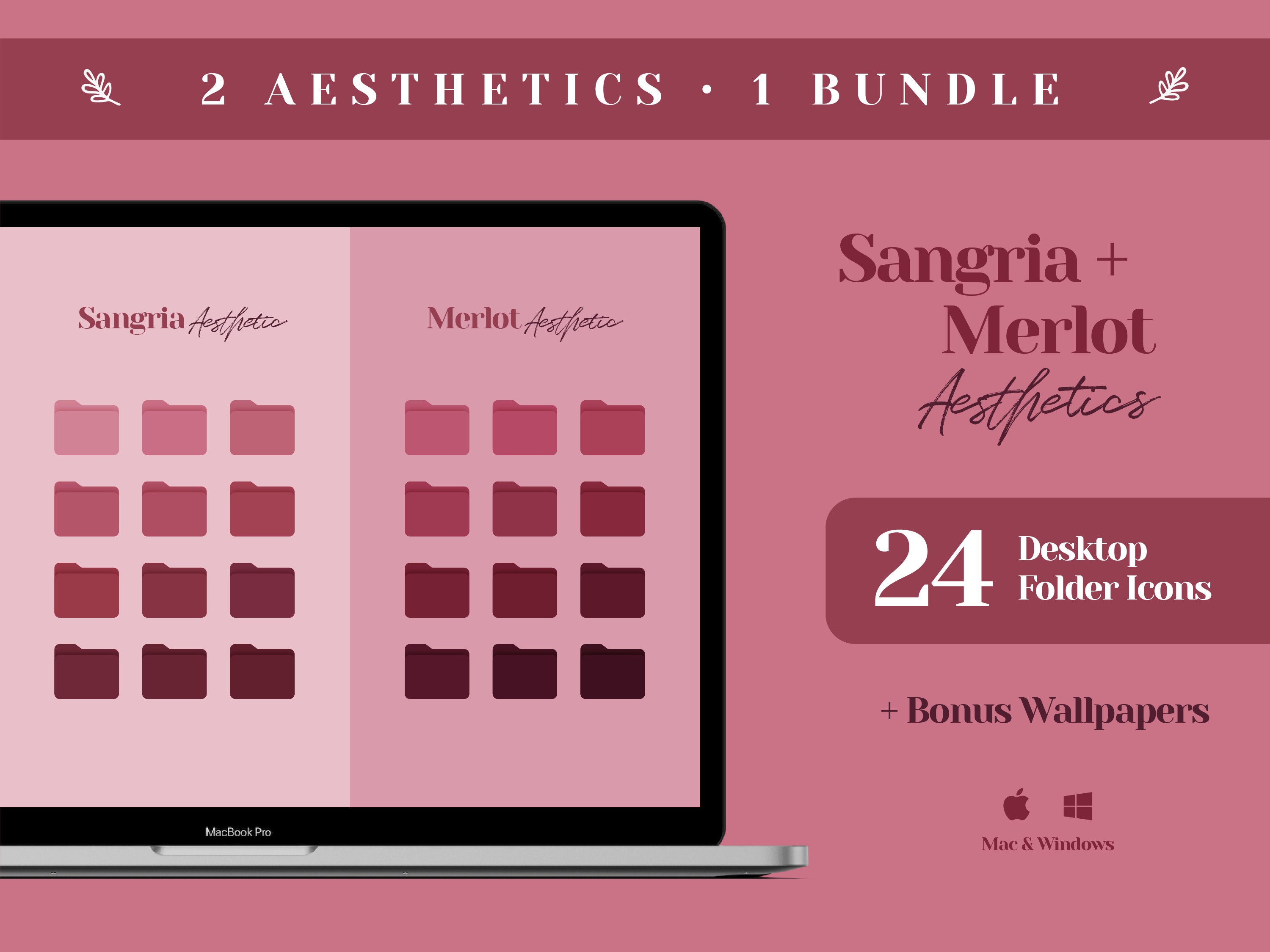 Desktop Icons, Mac Folder Icons, Burgundy Wallpaper Desktop Organizer