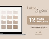 Desktop Icons, Mac Folder Icons, Light Brown Wallpaper Desktop Organizer, Pastel Aesthetic, Beige Tan, Cream Coffee, Warm Neutral Color Icon