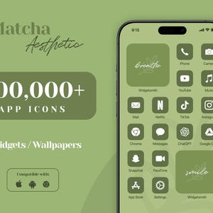 iOS 18 App Icon Pack, Light Green App Icons, Dark Green iPhone Aesthetic, iPhone Widget Wallpapers, Mint Green Home Screen, Nature Theme