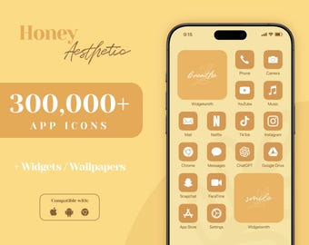 iOS 26 App Icon Pack, App Icons Yellow, iPhone Aesthetic, Sunny iPhone Widget Wallpapers, Honey Lemon Home Screen, Golden Amber Orange Theme