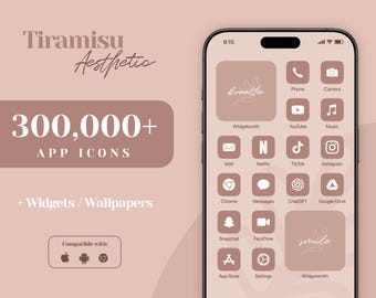 iOS 26 App Icon Pack, App Icons Brown iPhone Esthetic, iPhone Widgets, Wallpapers voor telefoon, Warm Neutraal Startscherm, Earth Tone App Theme