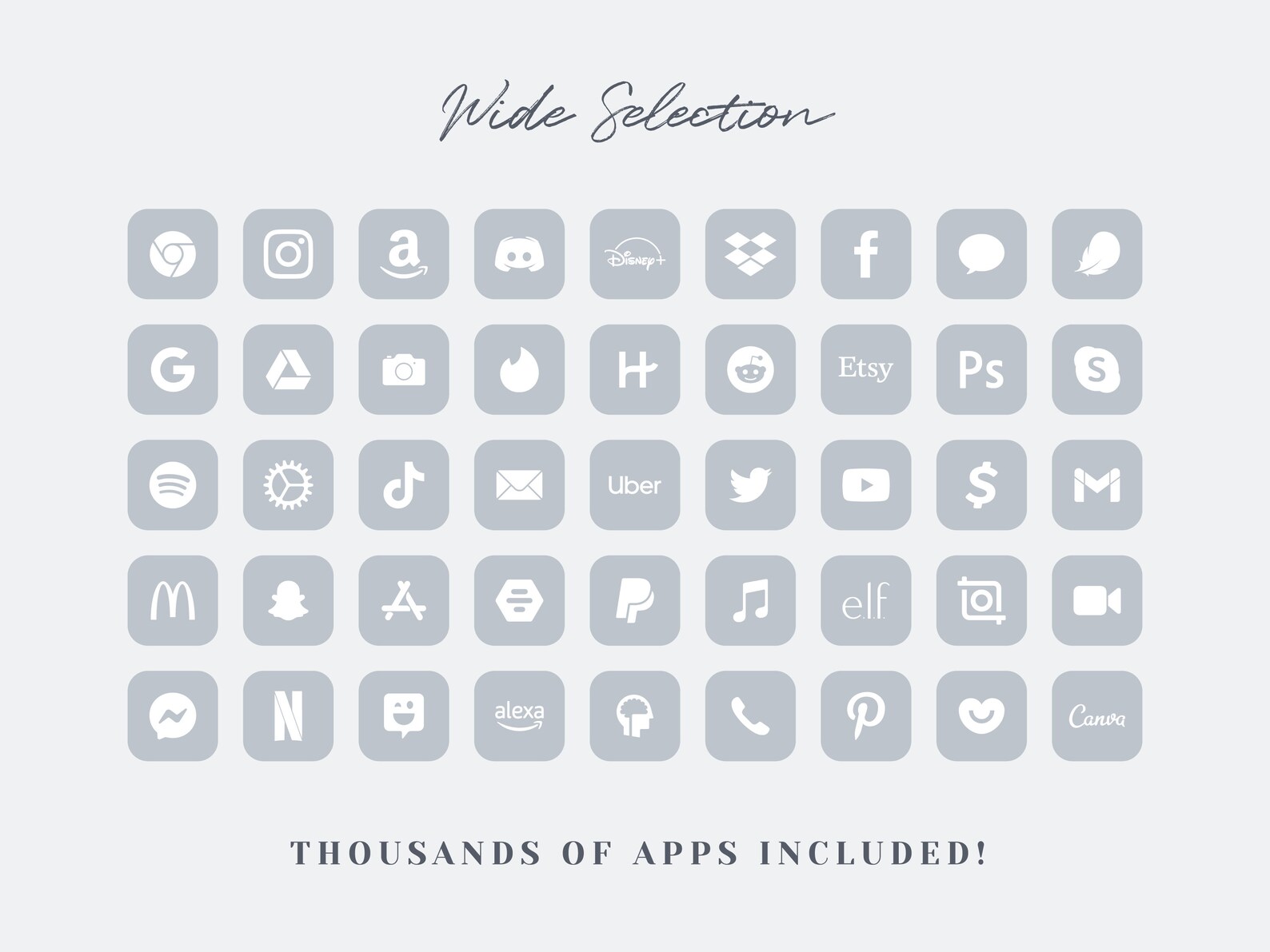 Ios 16 App Icon Pack Light Gray App Icons Pale Gray iPhone Etsy