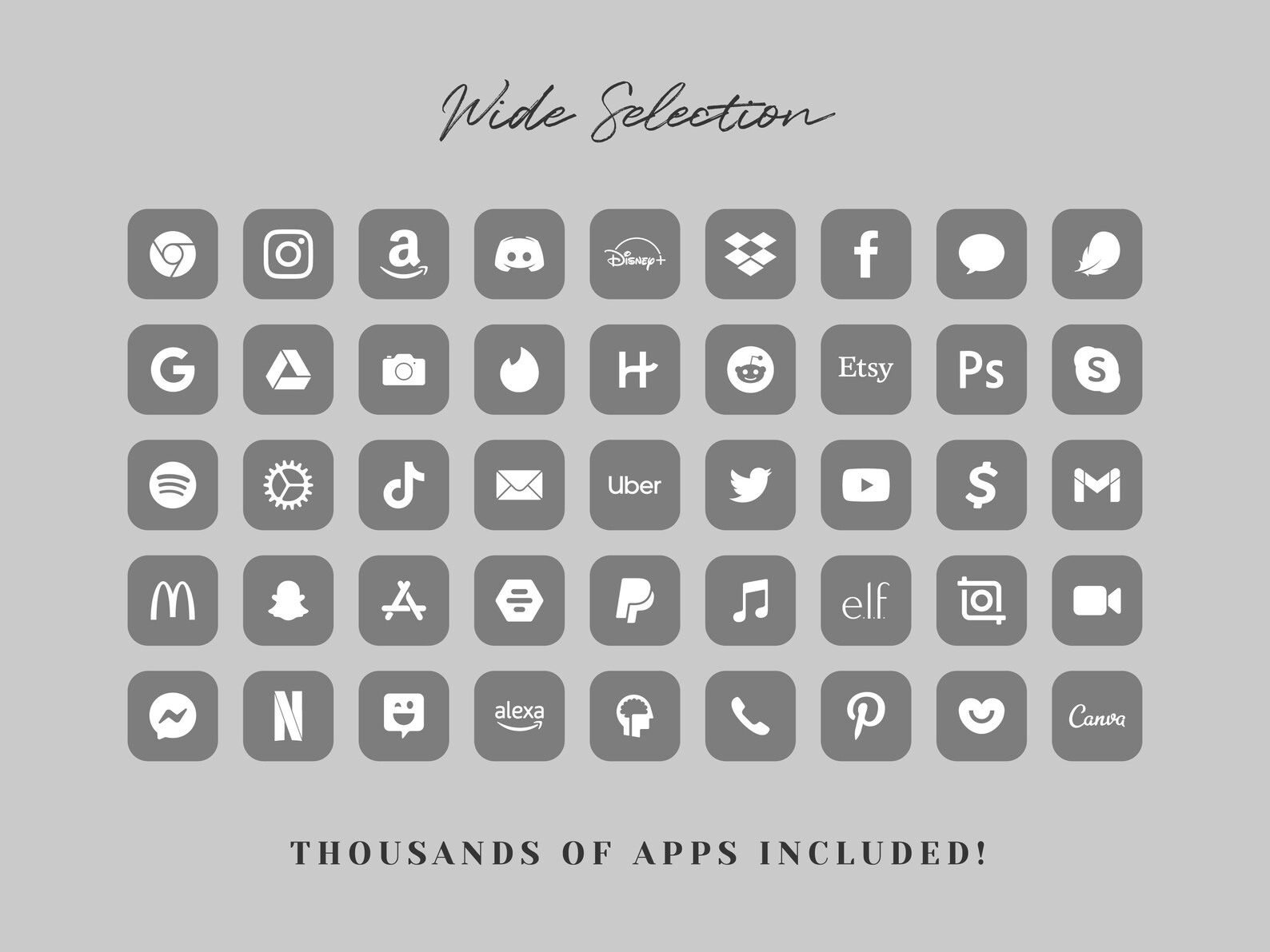 Ios 15 App Icon Pack Light Gray App Icons Dark Grey Iphone Etsy