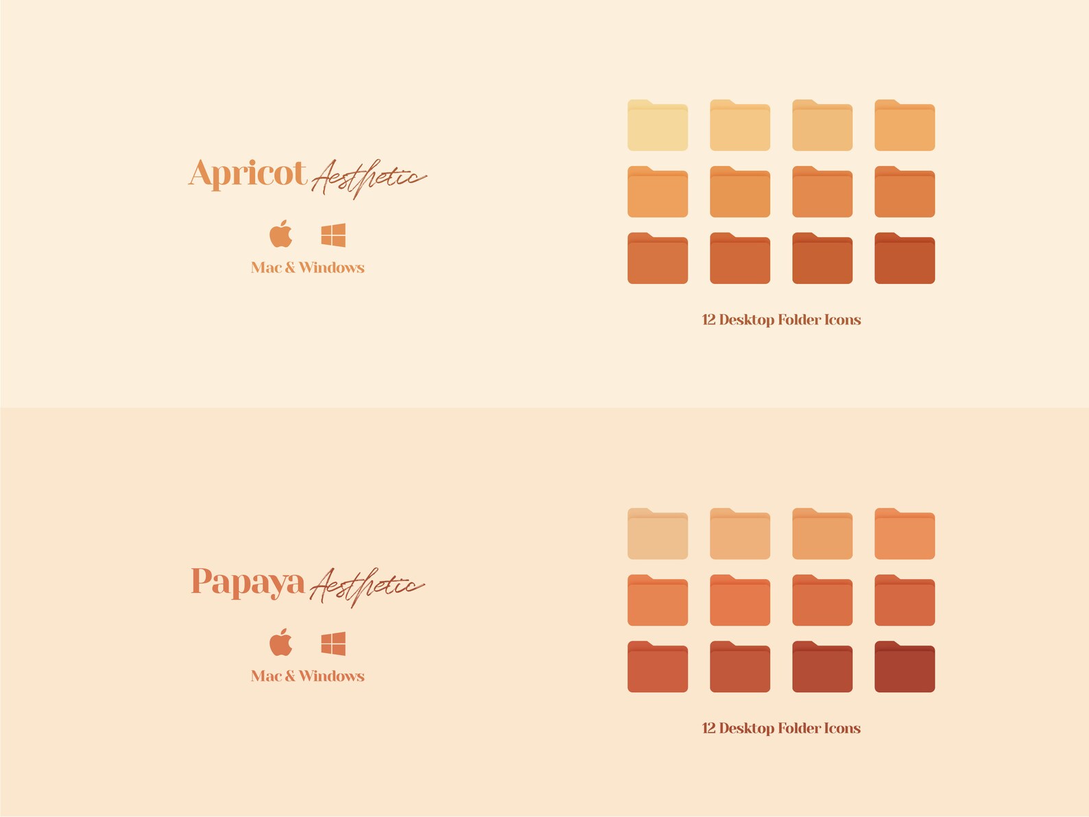 Desktop Icons, Mac Folder Icons, Orange Wallpaper Desktop Organizer