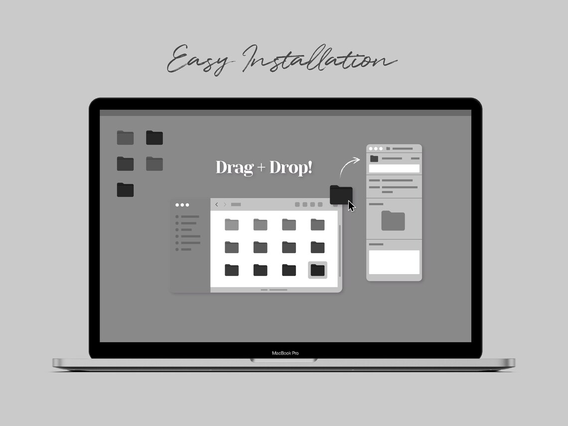 Desktop Icons Mac Folder Icons Light Gray Wallpaper Desktop - Etsy