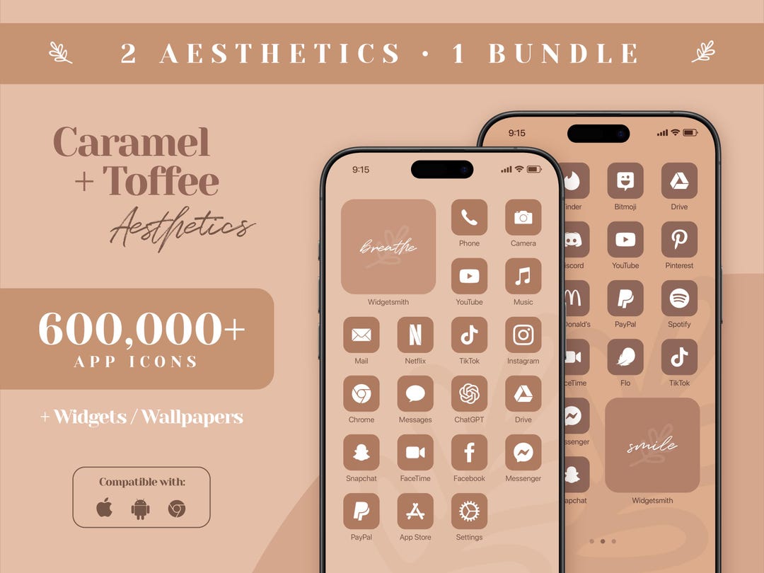 Ios 26 App Icon Pack, App Icons Brown iPhone Aesthetic, iPhone Widgets ...