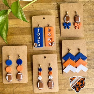 Chicago Bears Team Spirit Collection | Football Jewelry | Polymer Clay Earrings