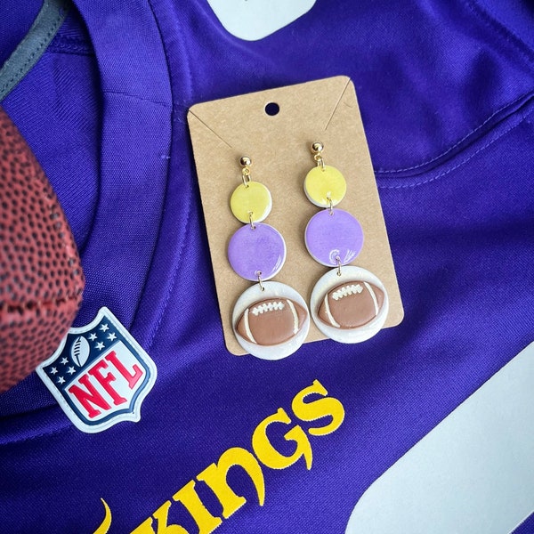 Bling MN Vikings Dangles | Football Earrings | Minnesota Vikings | Polymer Clay Earrings