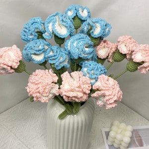 Häkelblumen Nelken, Handgefertigter Strickblumenstrauß, Häkelblumenstrauß, Geschenk für Mutter Lehrer, Abschlussgeschenk, MultColor Option