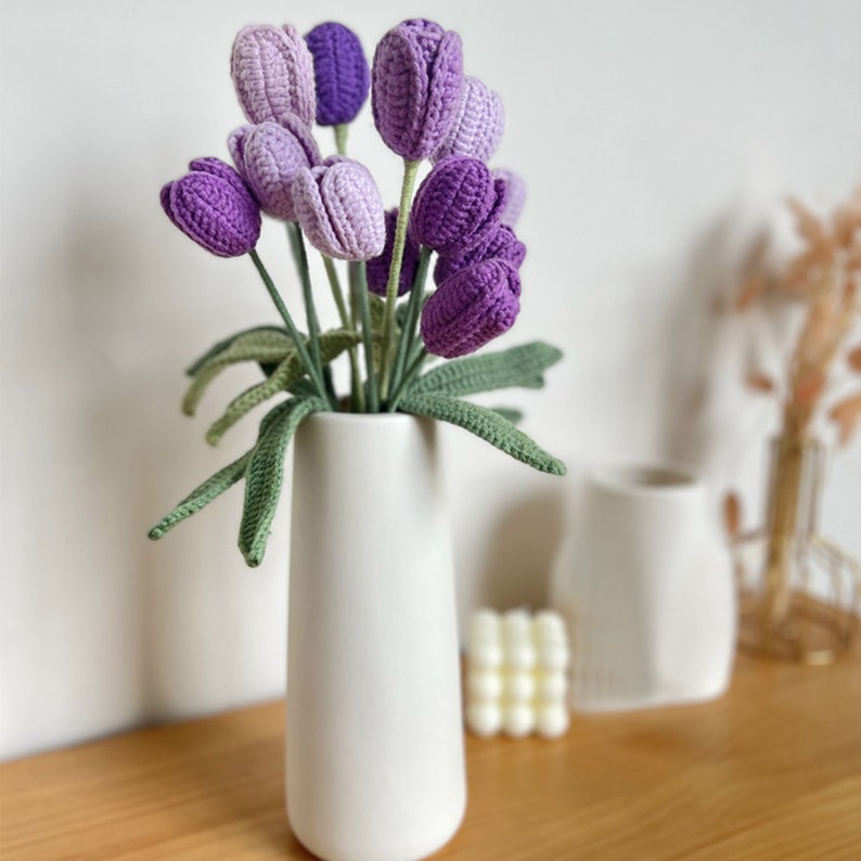 Finished Crochet Tulip Handmade Knitted Flowers Crochet Etsy