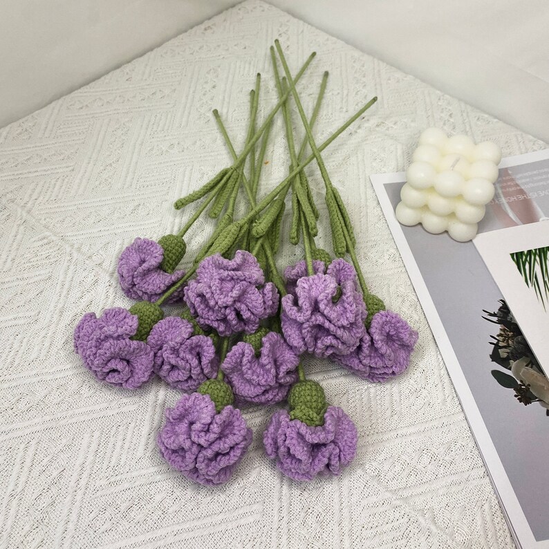 Crochet flower bouquet, purple theme