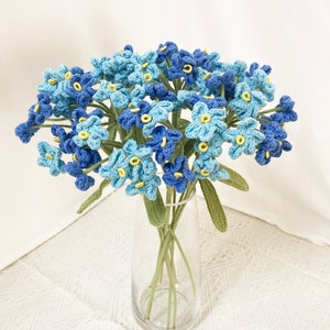  Handmade Forget Me Not Flowers, Crochet Forget-me-not  Artificial Flower, Crochet Plants for Home Office Desk Bedroom Decoration  (Blue, 6pcs) : Home & Kitchen