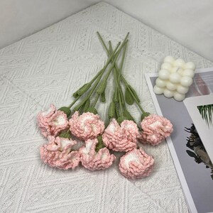 Crochet pink carnations