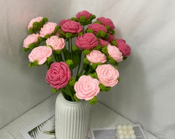 Rose fleur au crochet, Fleurs fabriquées à la main, Accessoires de mariage, Cadeau personnalisé pour amoureux, Décoration de maison, Décoration de bureau, Rose simple