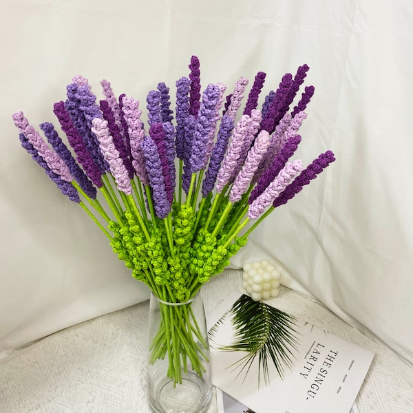 Crochet Lavender Flower Bouquet,Finished Hand Made Knited Flowers,Personalized Gift for Teacher, Home Decoration,Desk Decoration