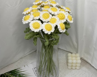 Handmade Crochet Small Daisy Flower, Knitted Daisy Home Decor Ornament, Gift For Friend Wedding Anniversary Valentine’s Day And Mother's Day