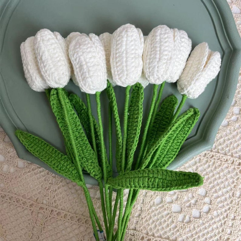 Finished Crochet Tulip Handmade Knitted Flowers Crochet Etsy