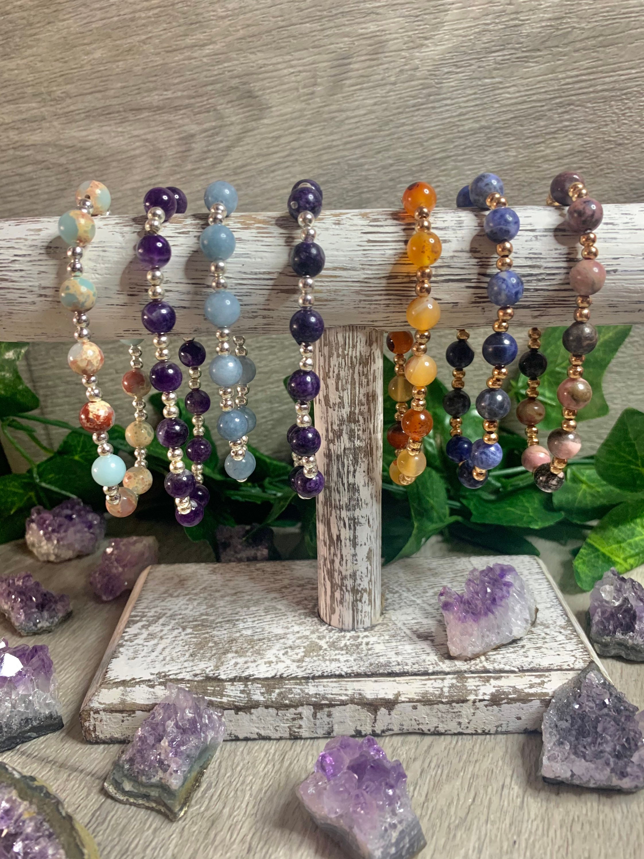 Crystal bead bracelets Crystal bracelet elasticated crystal Etsy