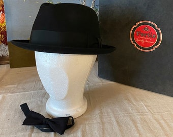 Vintage PORTIS Fedora Fur Felt Rabbit Felt Hat Sz 7 3/8 in