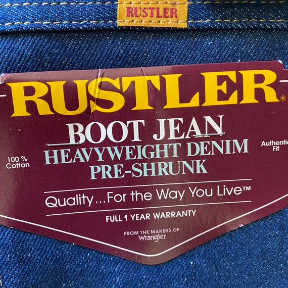 Vintage Rustler boot Jean heavyweight denim blue … - image 3