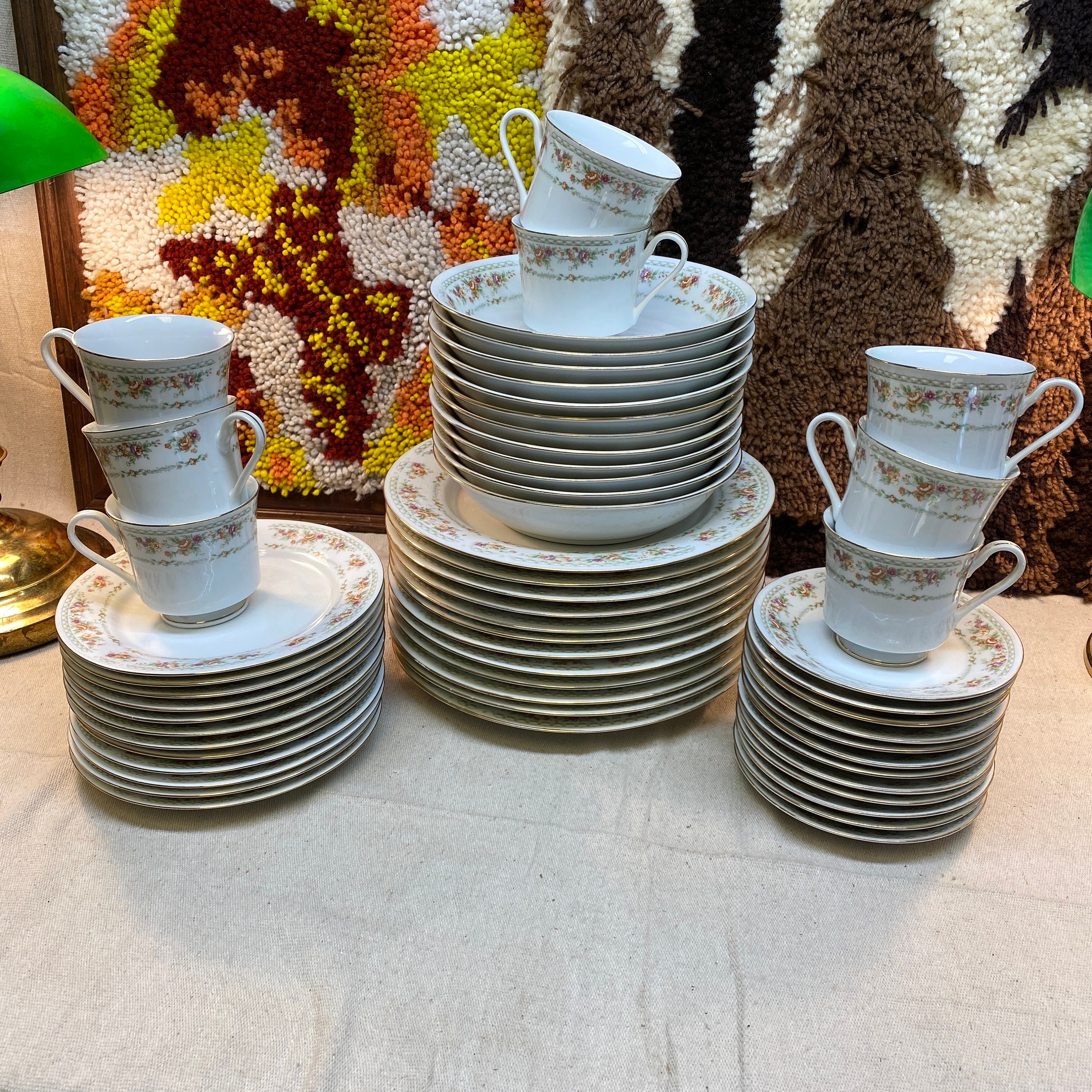 56 Piece Vintage Floral Dinnerware Set Made in China - Etsy