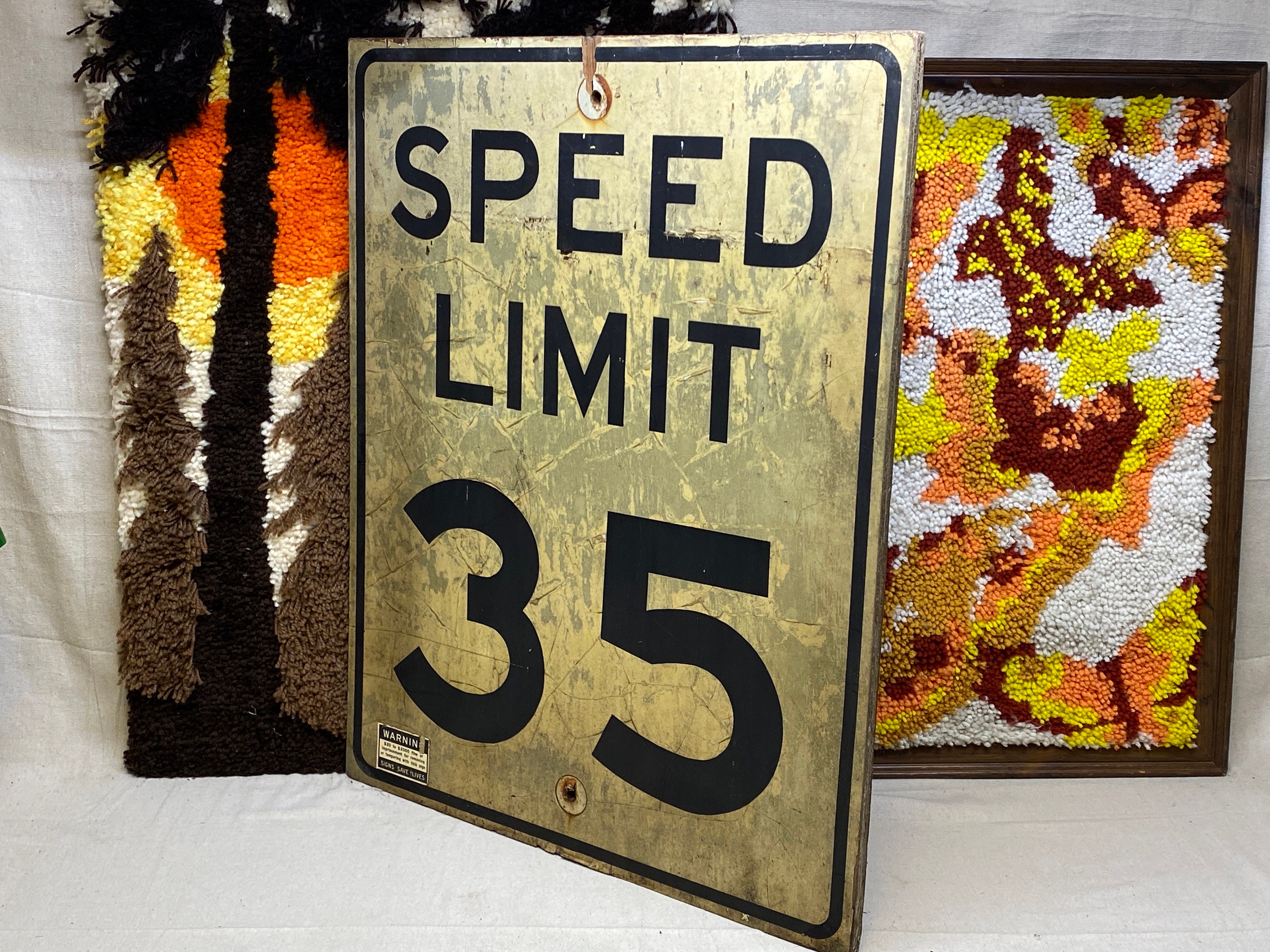 【最終値引】Road Sign Street Sign 道路標識　ビンテージ 楽天市場】【中古】 SPEED LIMIT 35 看板 アメリカ 道路標識