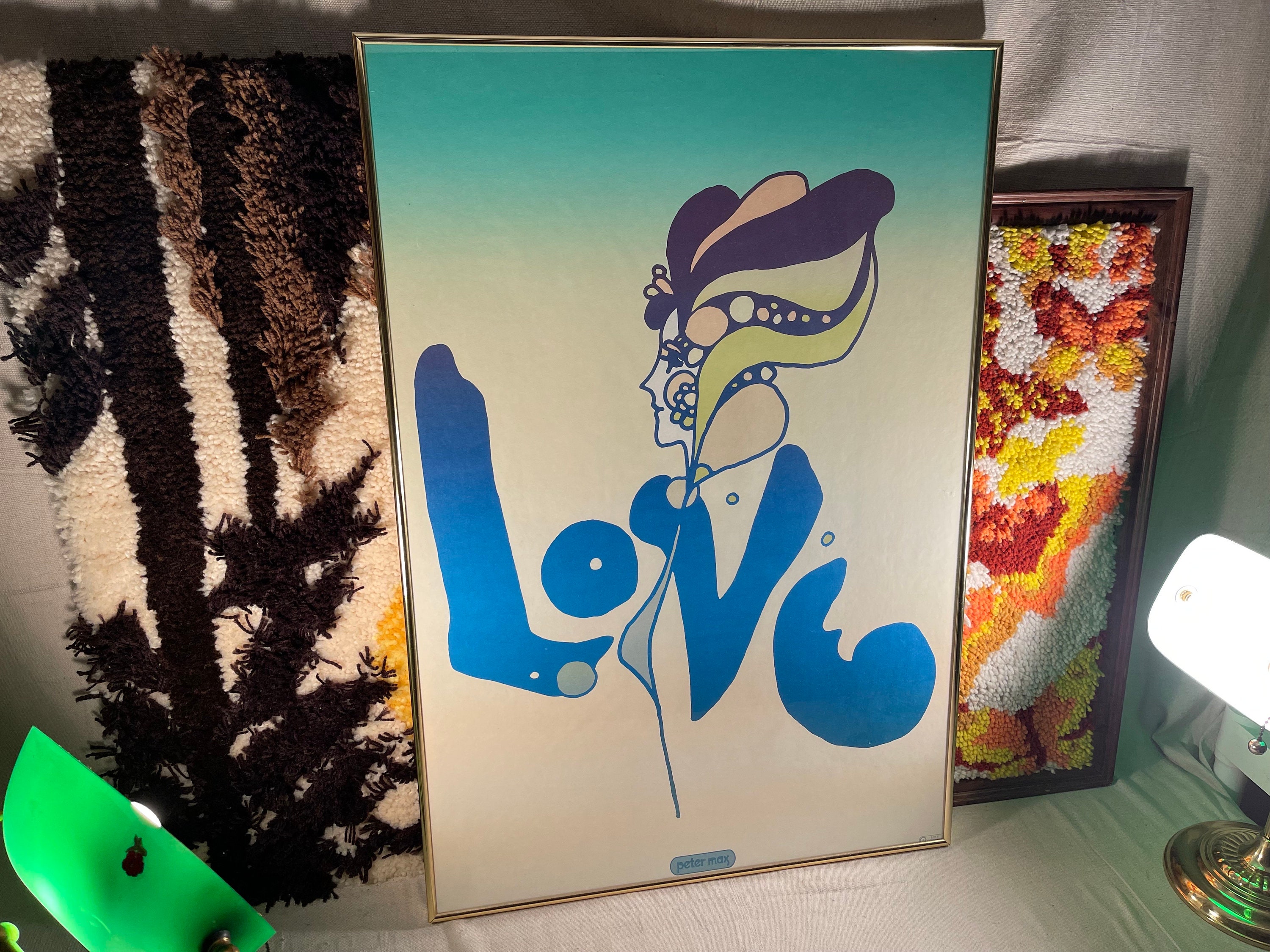 レア‼️Peter Max ヴィンテージポスター 額装 LOVE Vintage Framed Peter Max Love Poster - 1968 - Etsy