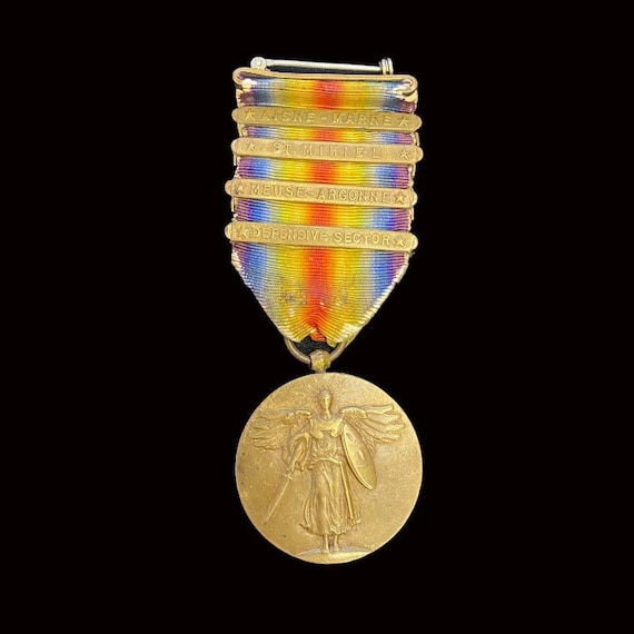 WWI Victory Medal with Four Battle Clasps - image 1