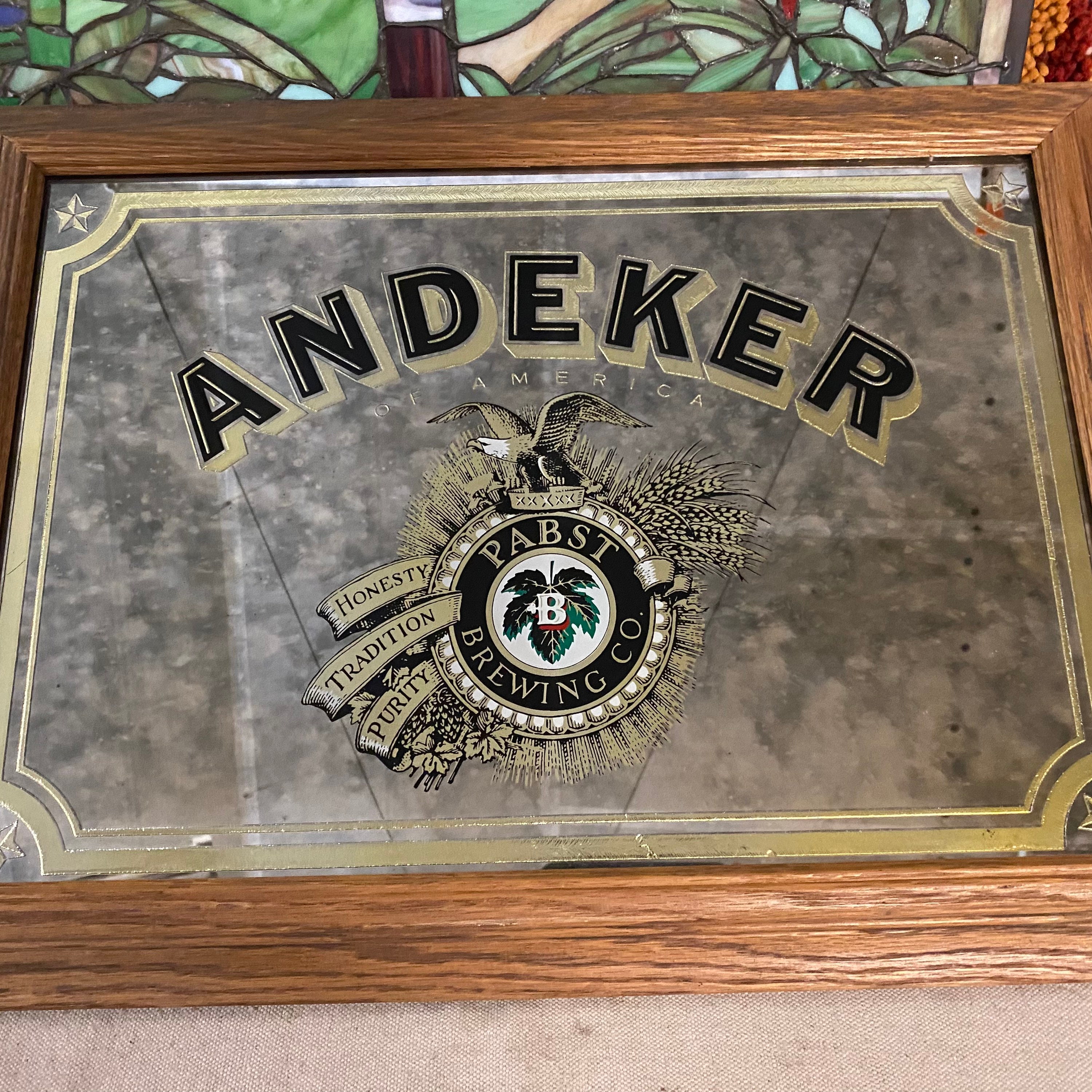 Vintage Andeker Pabst Brewing Company of America Framed Mirror