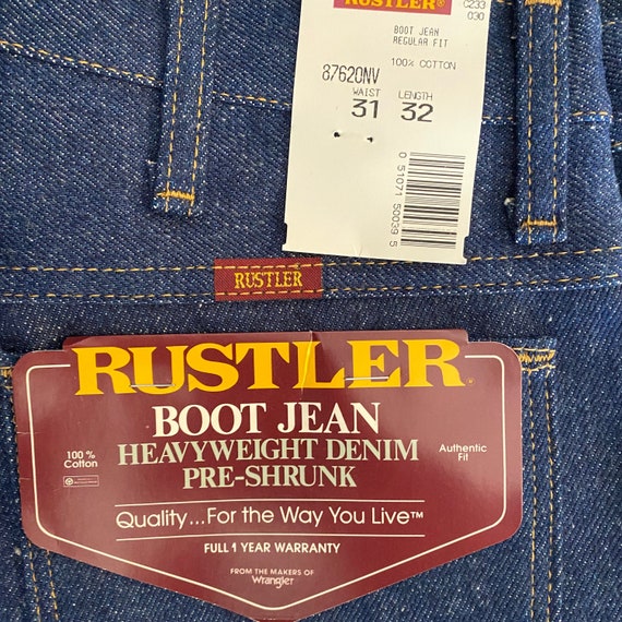 Vintage Rustler boot Jean heavyweight denim blue … - image 4