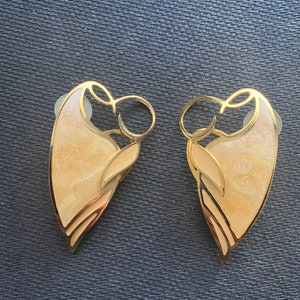 Vintage Berebi Gold Tone and Enamel Leaf Post Earrings