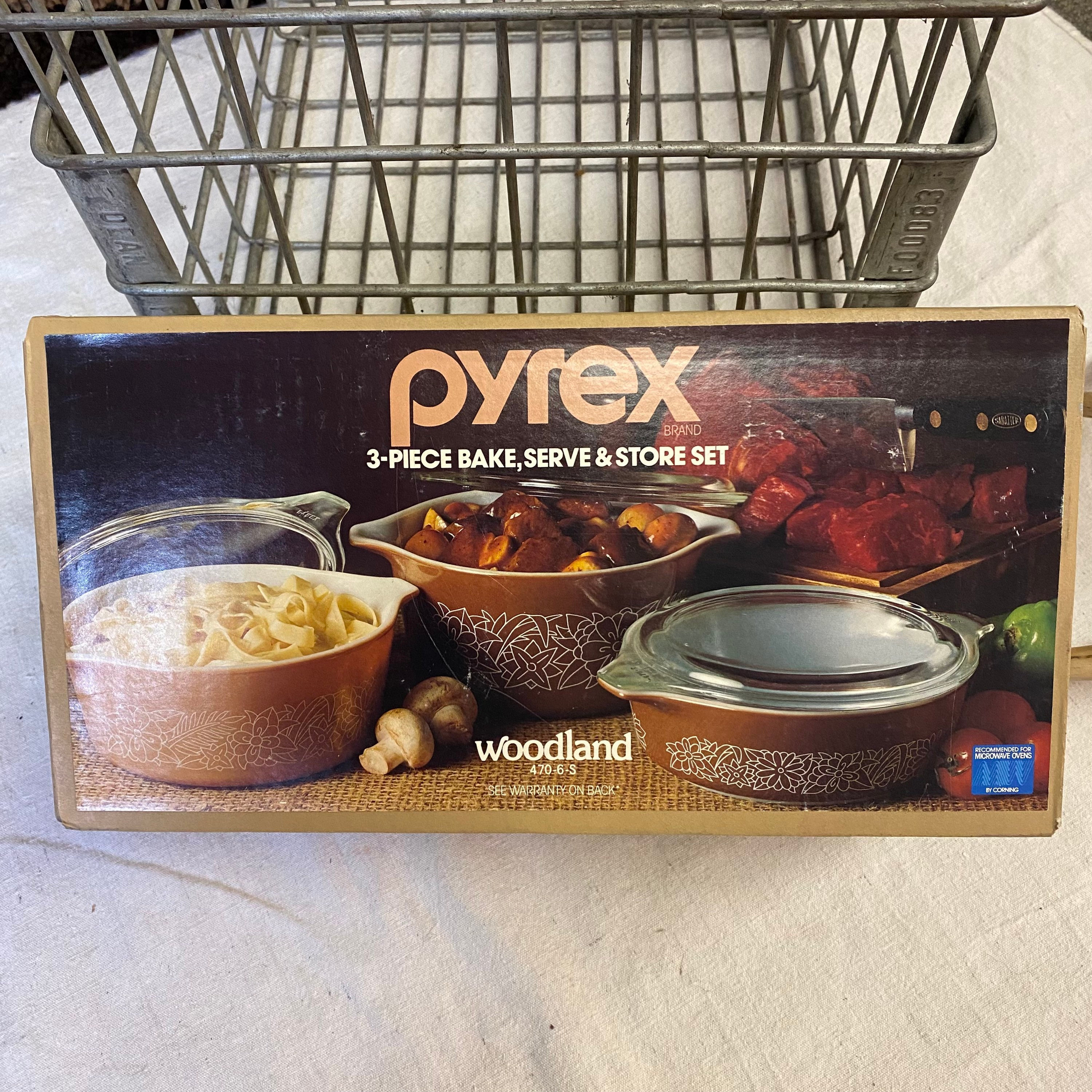 Vintage 3 Piece Pyrex Woodland Bake Serve Store Set Etsy Canada